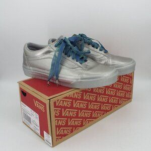 Vans Old Skool Metallic Silver Sneakers Fabric Laces Size 8.5